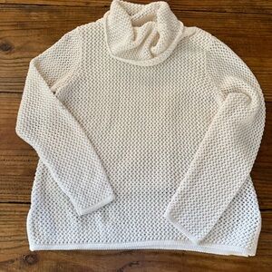 Vintage Northern Reflections Cream Crochet Knit Hoodie Sweater L